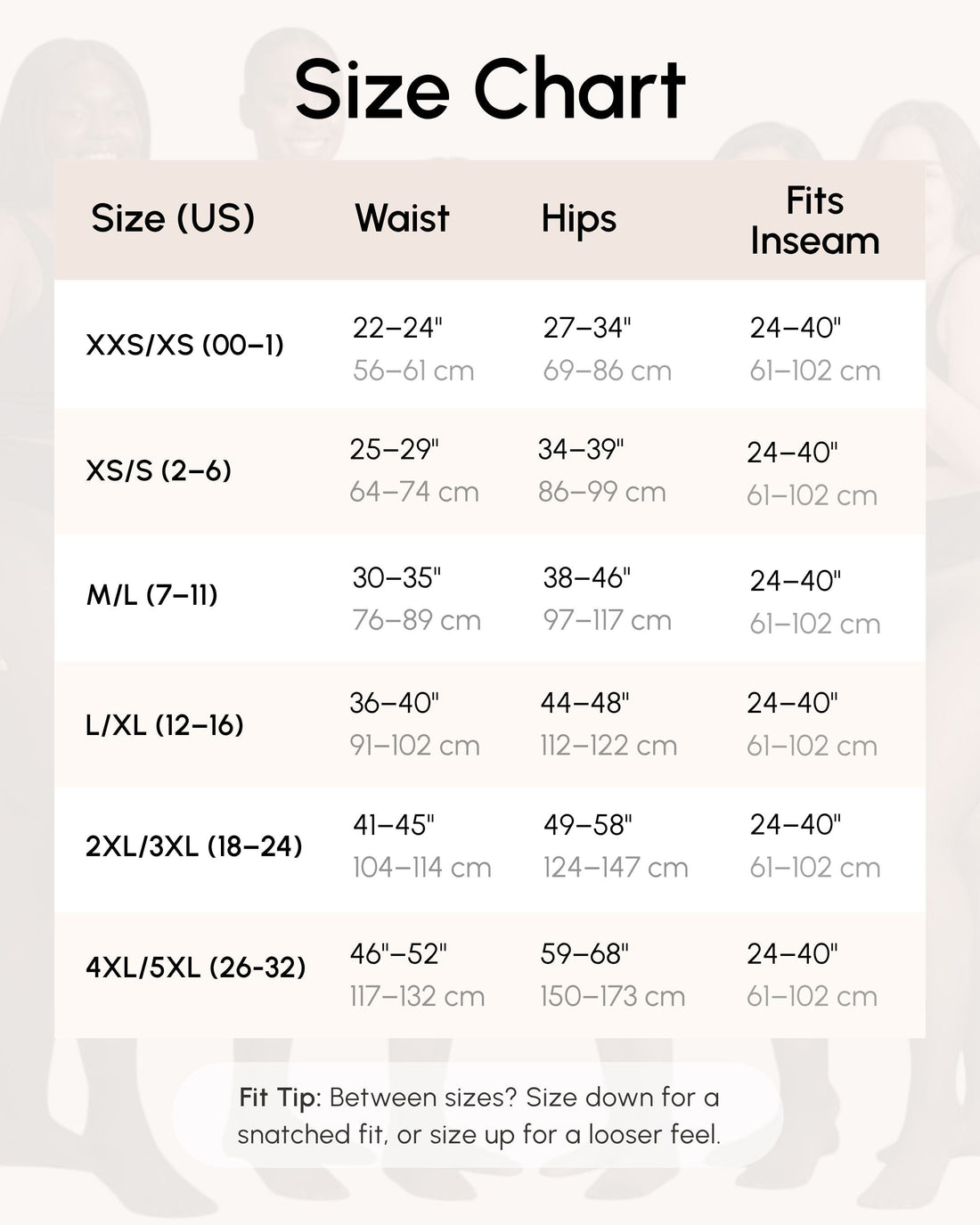 Sheer Illusion Fleece-Lined Tights — size guide