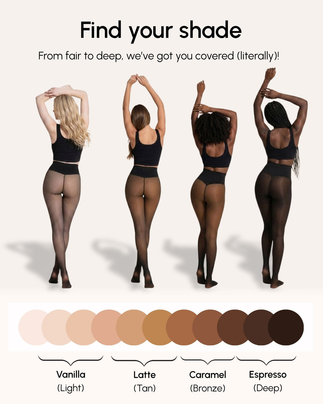 Sheer Illusion Fleece-Lined Tights — shade range