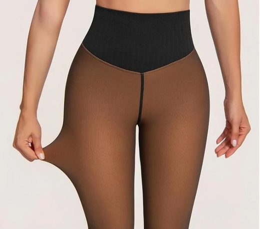 Sheer Illusion Fleece-Lined Tights stretch